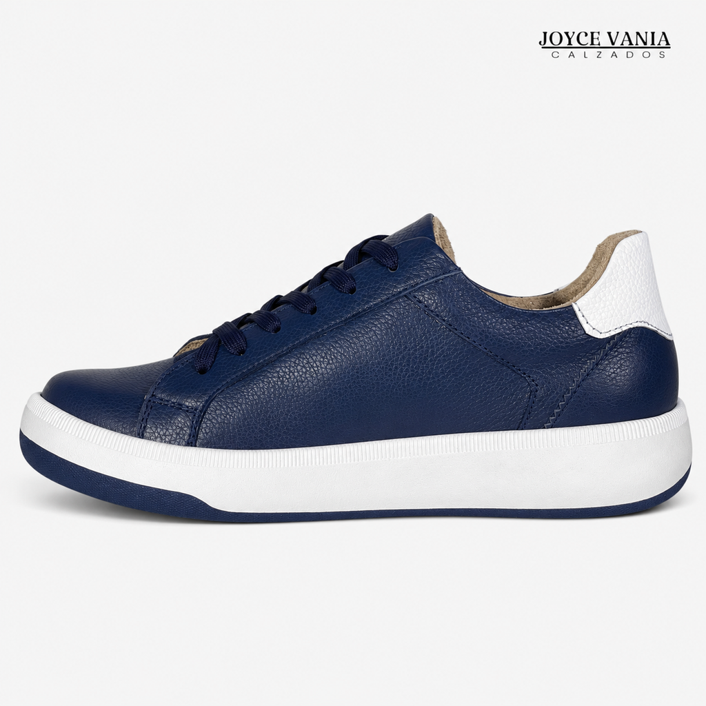 Zapatillas Urbanas de Cuero Mujer Mabel azul marino