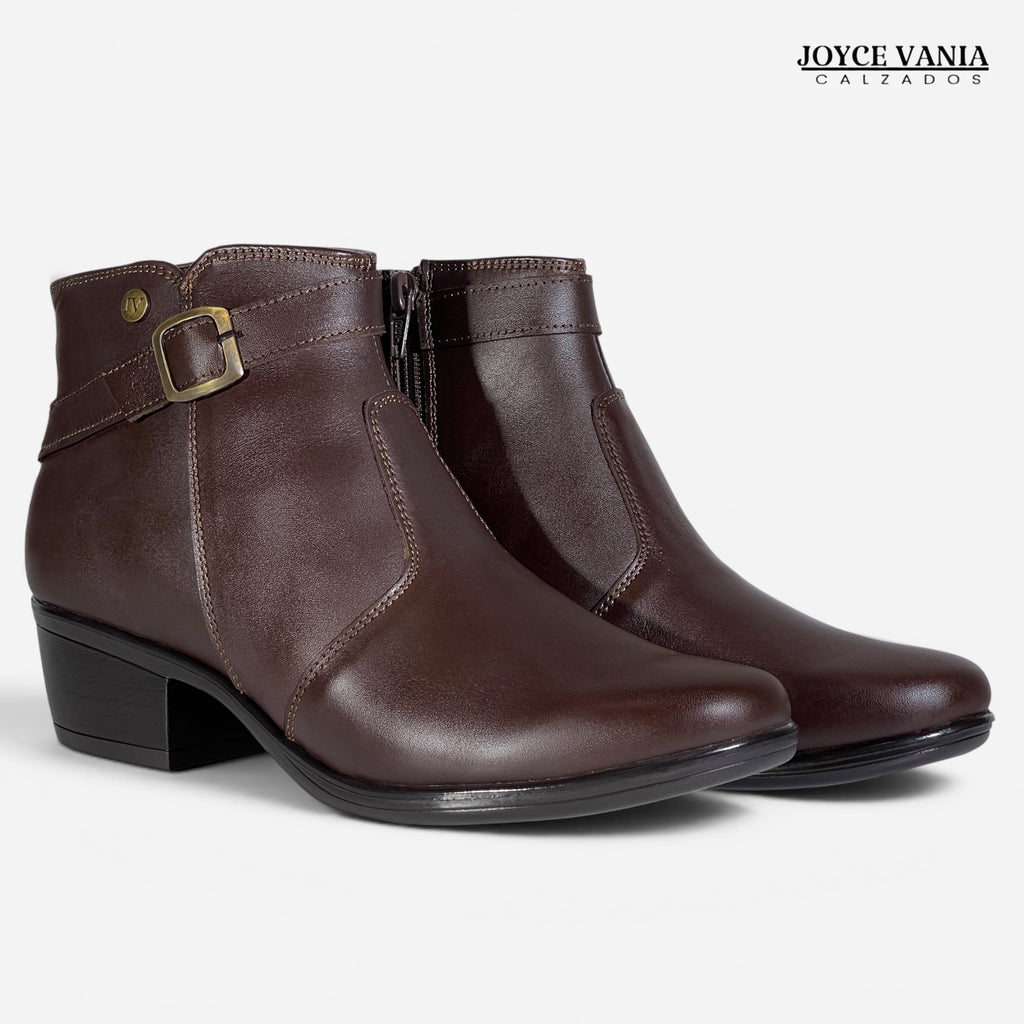 Botines Mujer de Cuero Kiara marrón