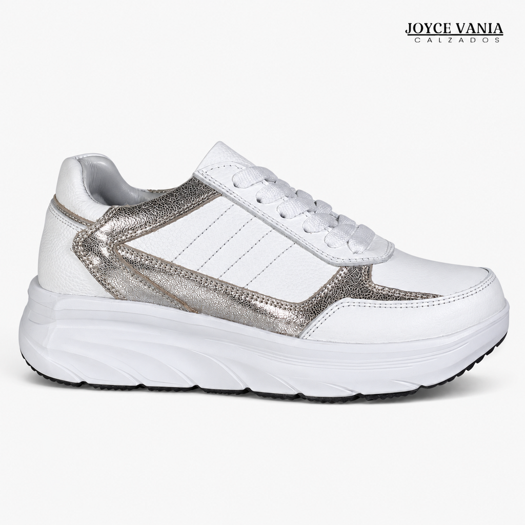 Zapatillas Urbanas de Cuero Mujer Graciela blanco