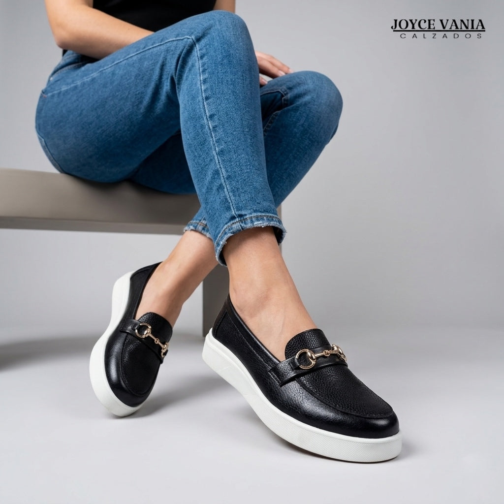 Mocasines de Cuero Mujer Pilar negro