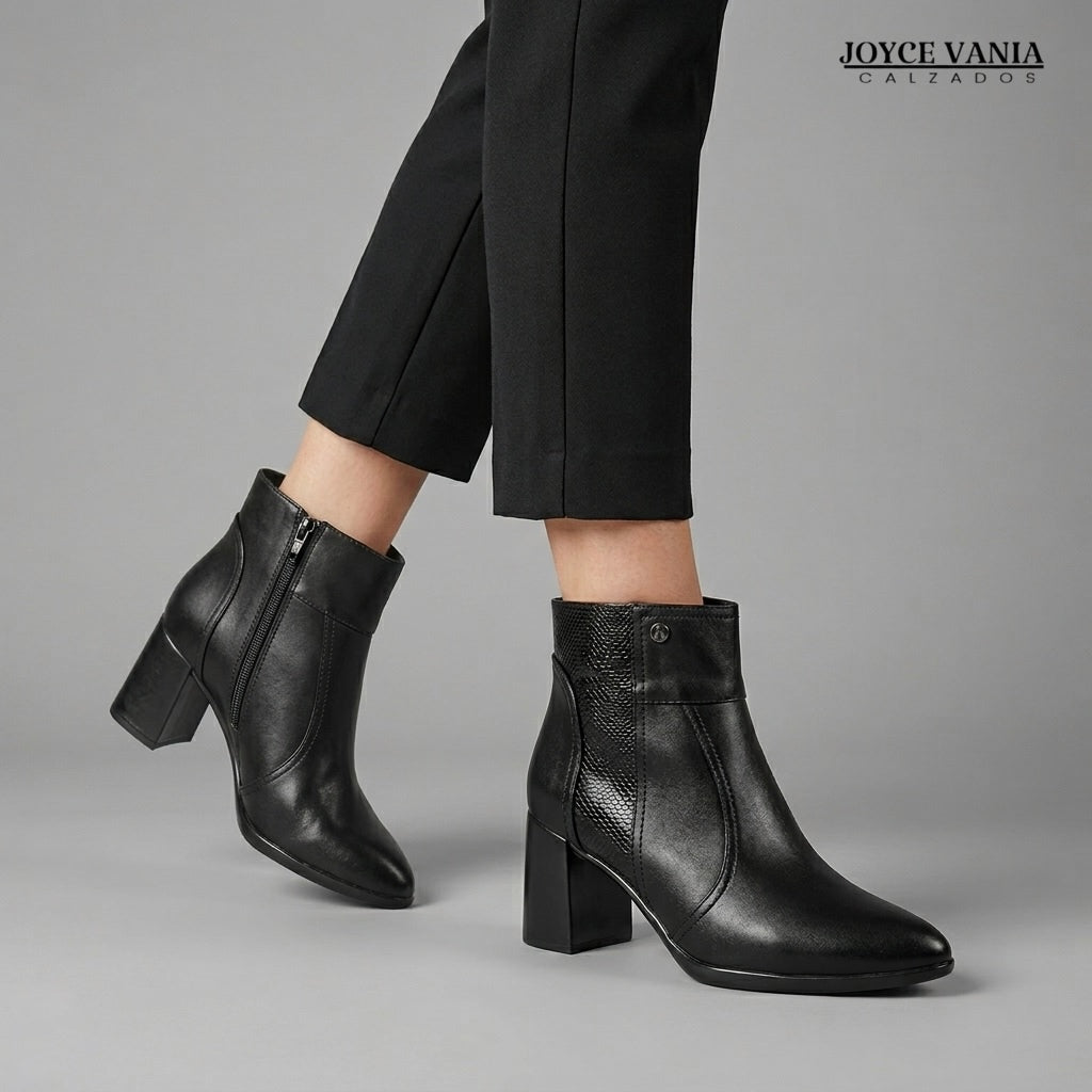 Botines de Cuero Mujer Monica Negro