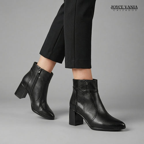 Botines de Cuero Mujer Monica Negro