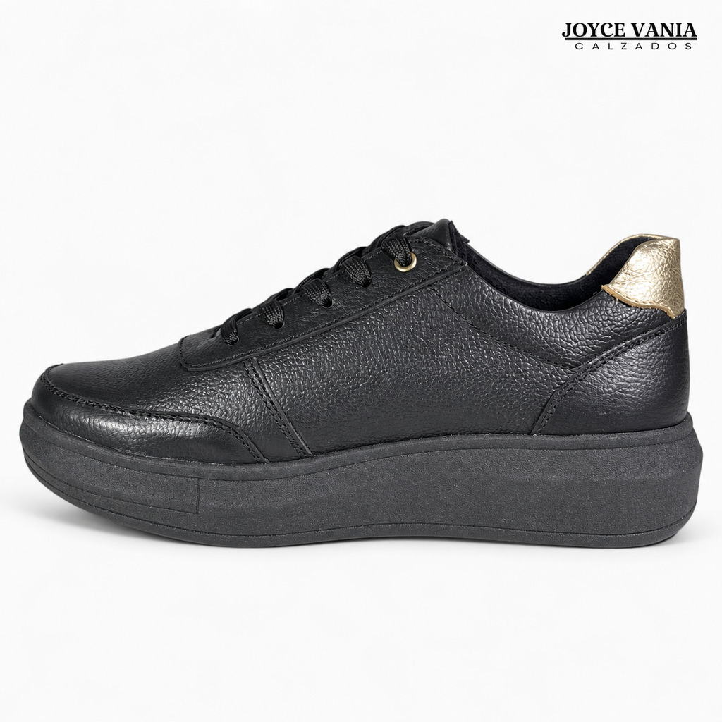 Zapatillas Urbanas Mujer de Cuero Regina Negro