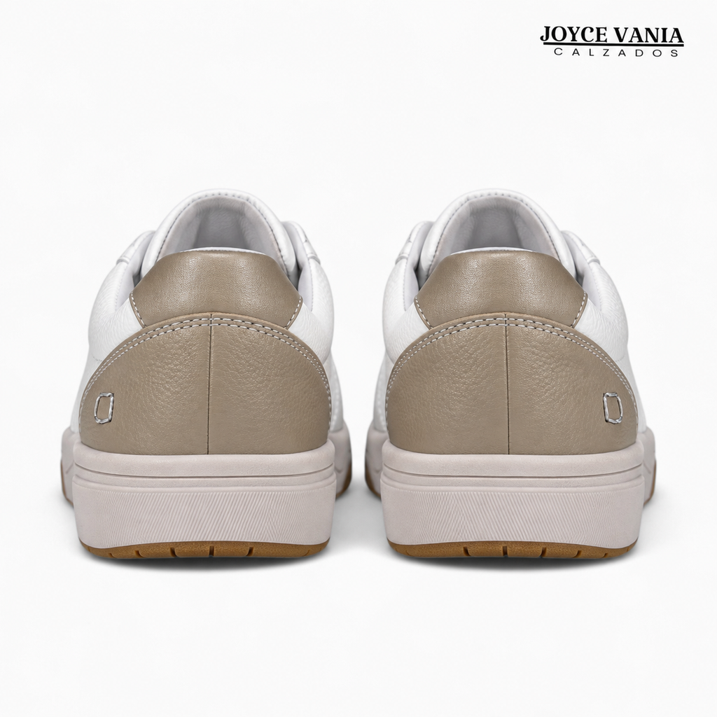 Zapatillas Urbanas Mujer de Cuero Noelia Blanco Beige