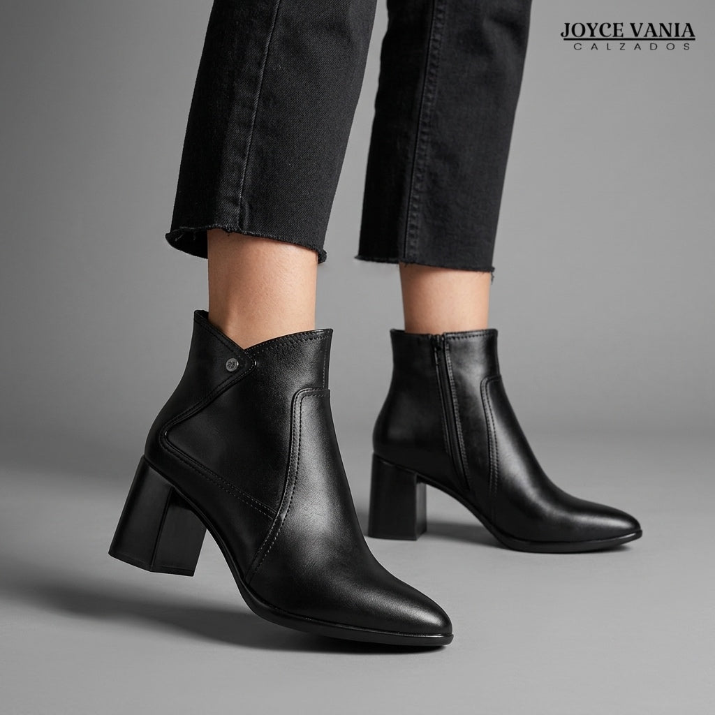 Botines Mujer de Cuero Irene negro