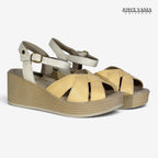 Sandalias de Cuero Mujer Elia Hueso/Mantequilla