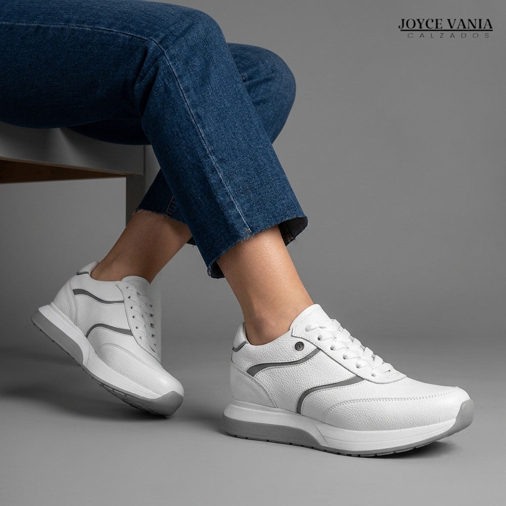 Zapatillas Urbanas de Cuero Mujer Belisa blanco