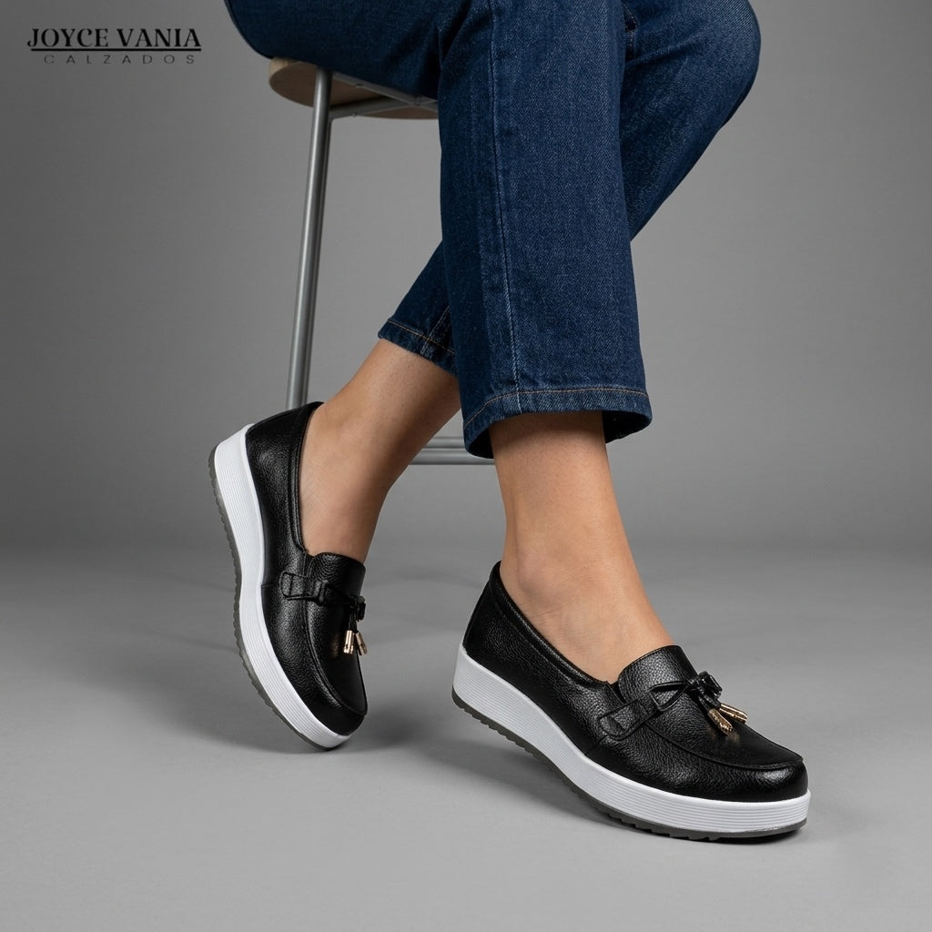 Mocasines de Cuero Mujer Priscila negro