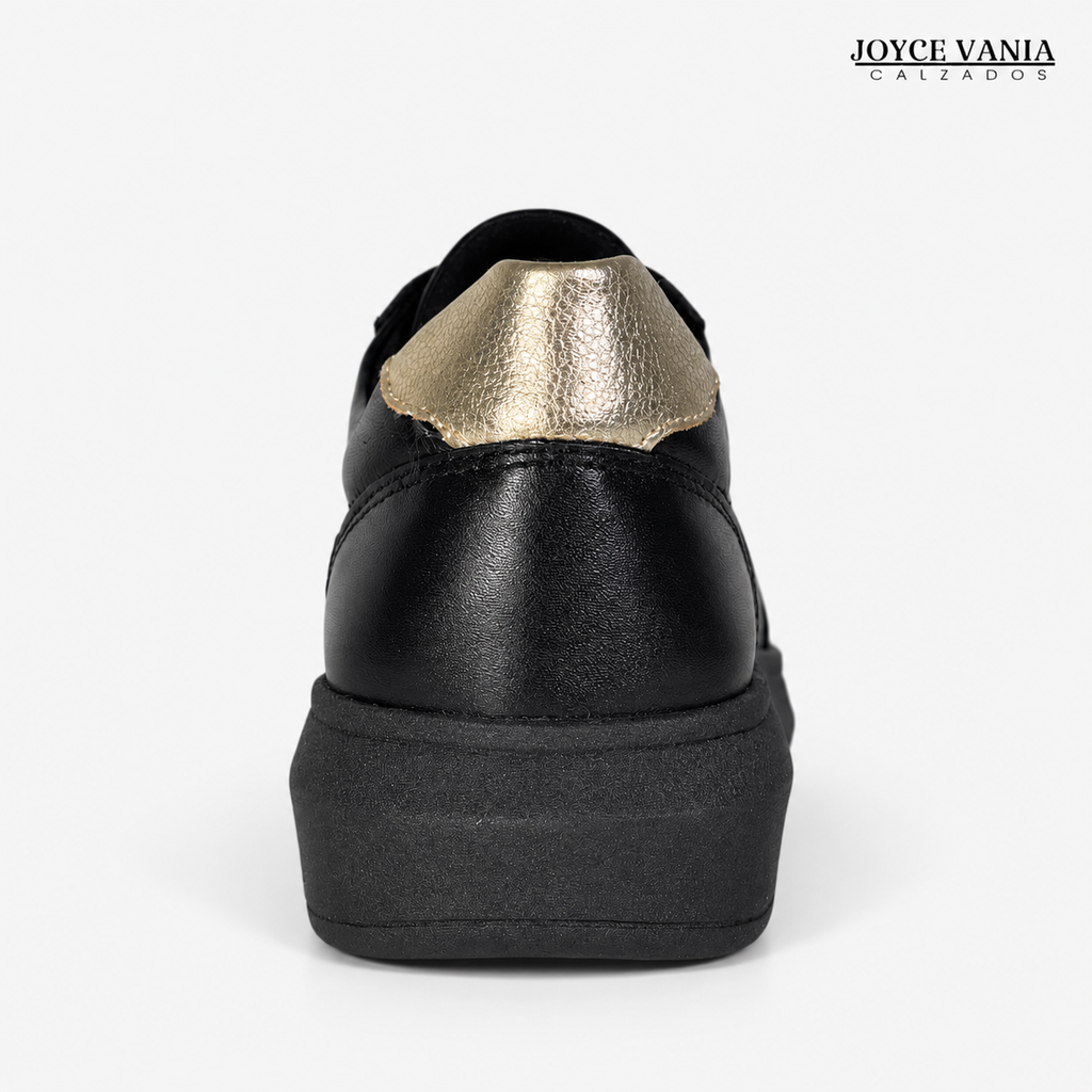 Zapatillas Urbanas de Cuero Mujer Regina negro liso