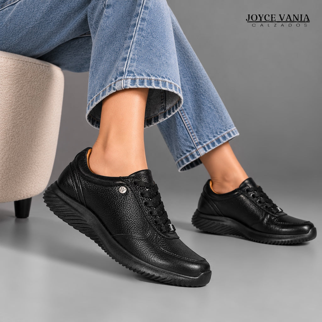 Zapatillas Urbanas de Cuero Mujer Mayra negro