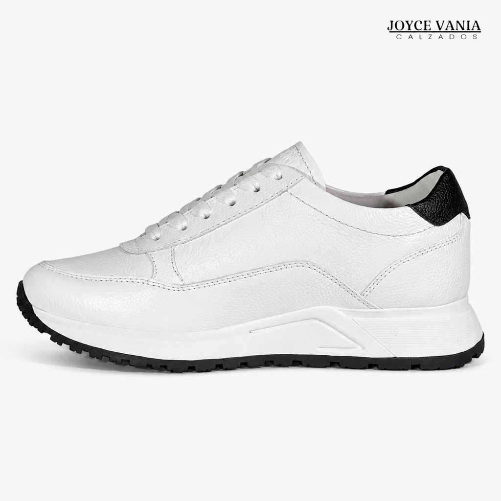 Zapatillas Urbanas de Cuero Mujer Laura blanco/negro