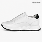 Zapatillas Urbanas de Cuero Mujer Laura blanco/negro