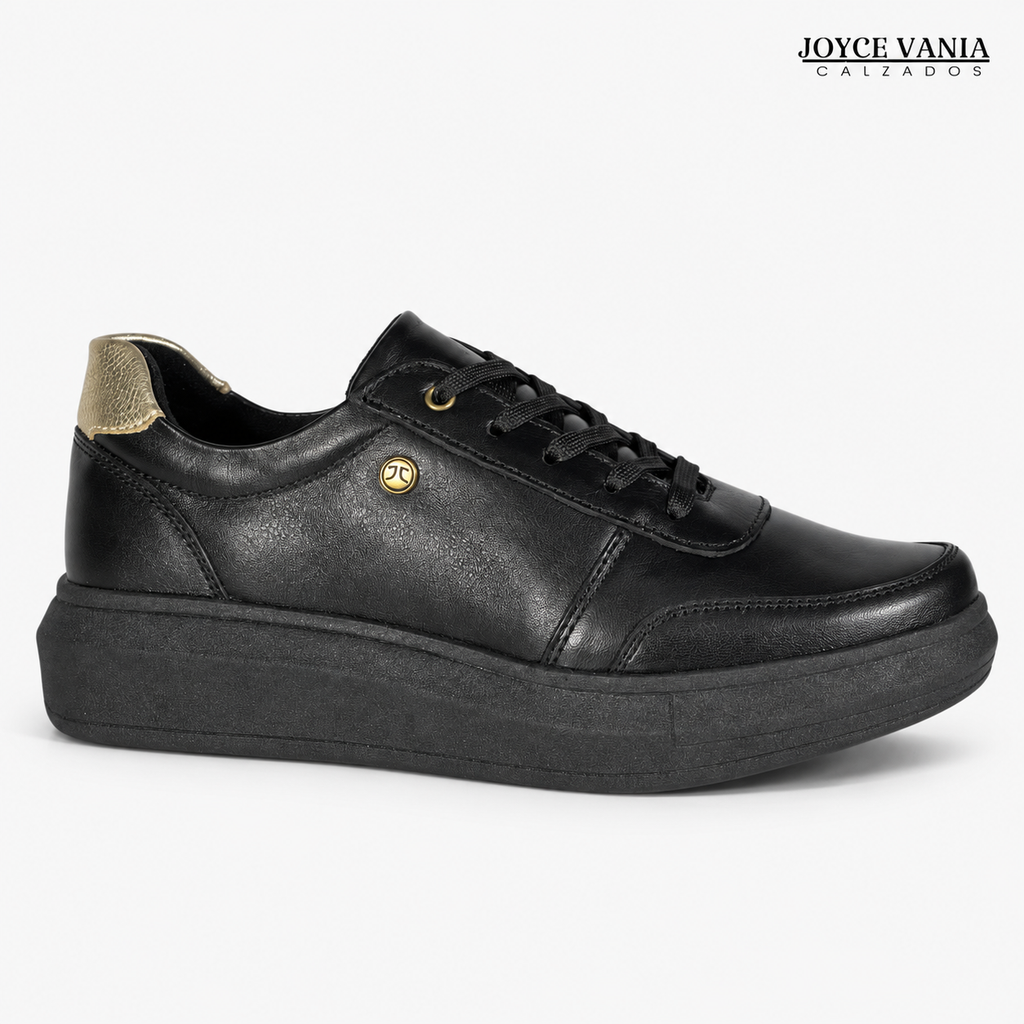 Zapatillas Urbanas de Cuero Mujer Regina negro liso