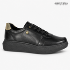 Zapatillas Urbanas de Cuero Mujer Regina negro liso