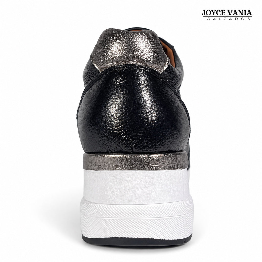 Zapatillas Urbanas Mujer de Cuero Lyra Negro
