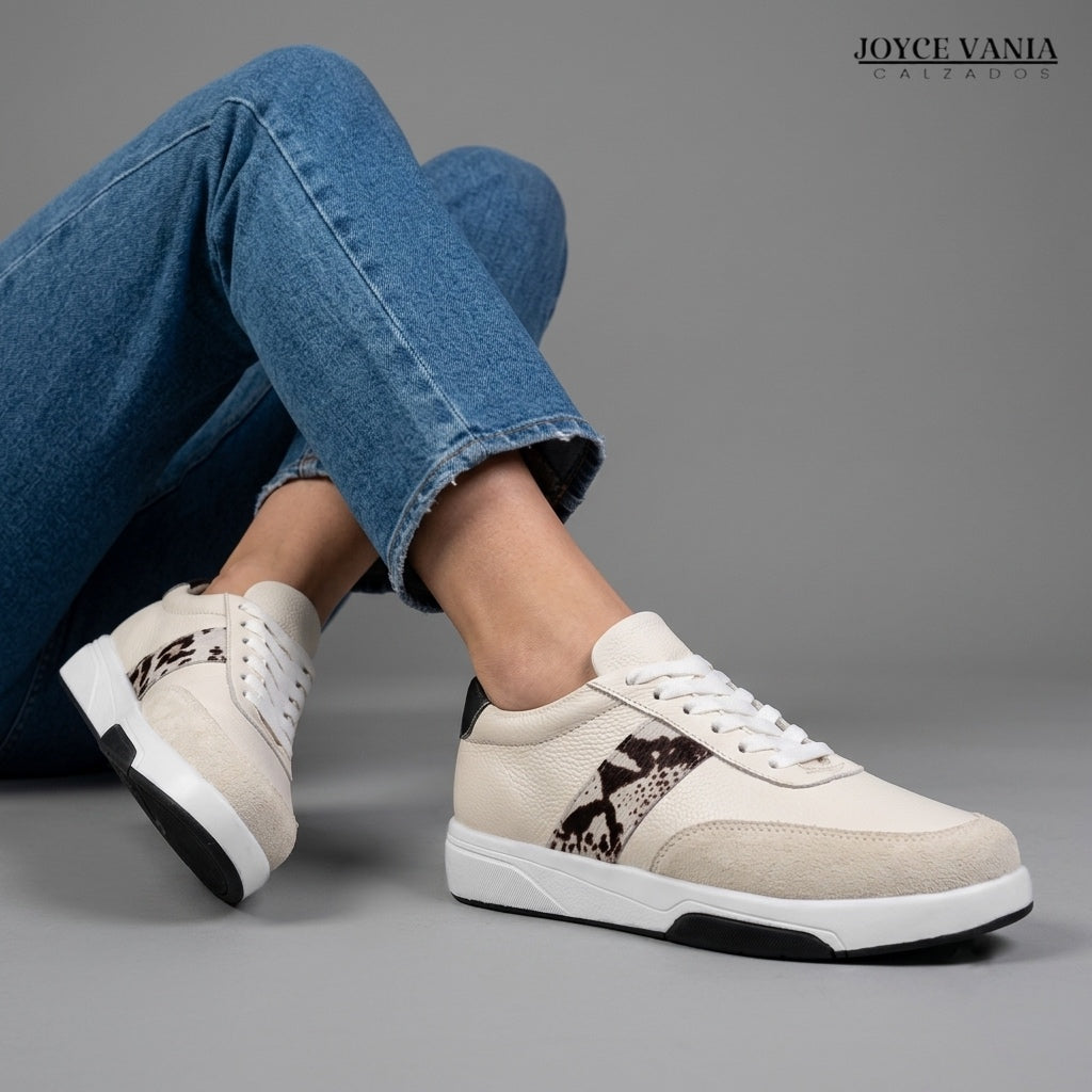 Zapatillas Urbanas de Cuero Mujer Briseida hueso