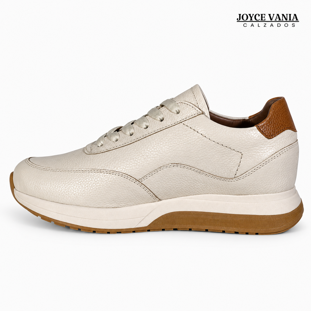 Zapatillas Urbanas de Cuero Mujer Aura beige