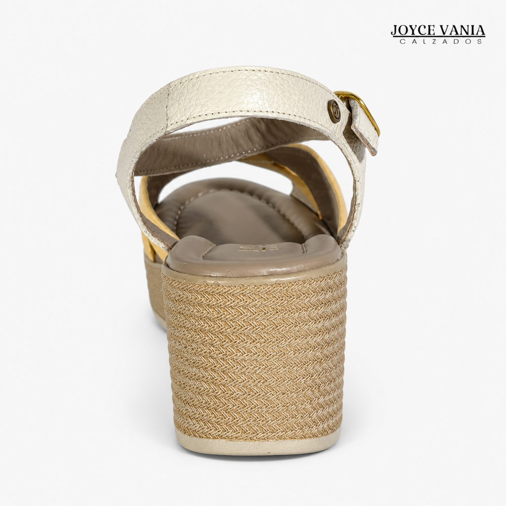 Sandalias de Cuero Mujer Elia Hueso/Mantequilla