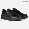 Zapatillas Urbanas de Cuero Mujer Regina negro liso