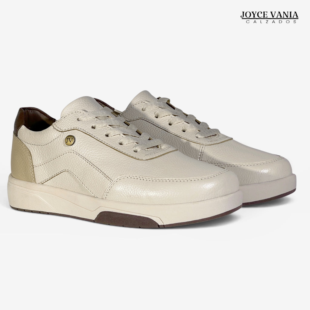 Zapatillas Urbanas de Cuero Mujer Carmina beige