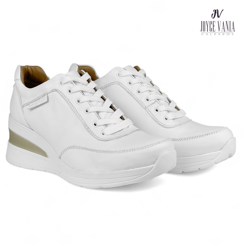 Zapatillas Urbanas Mujer de Cuero Adelia Blanco
