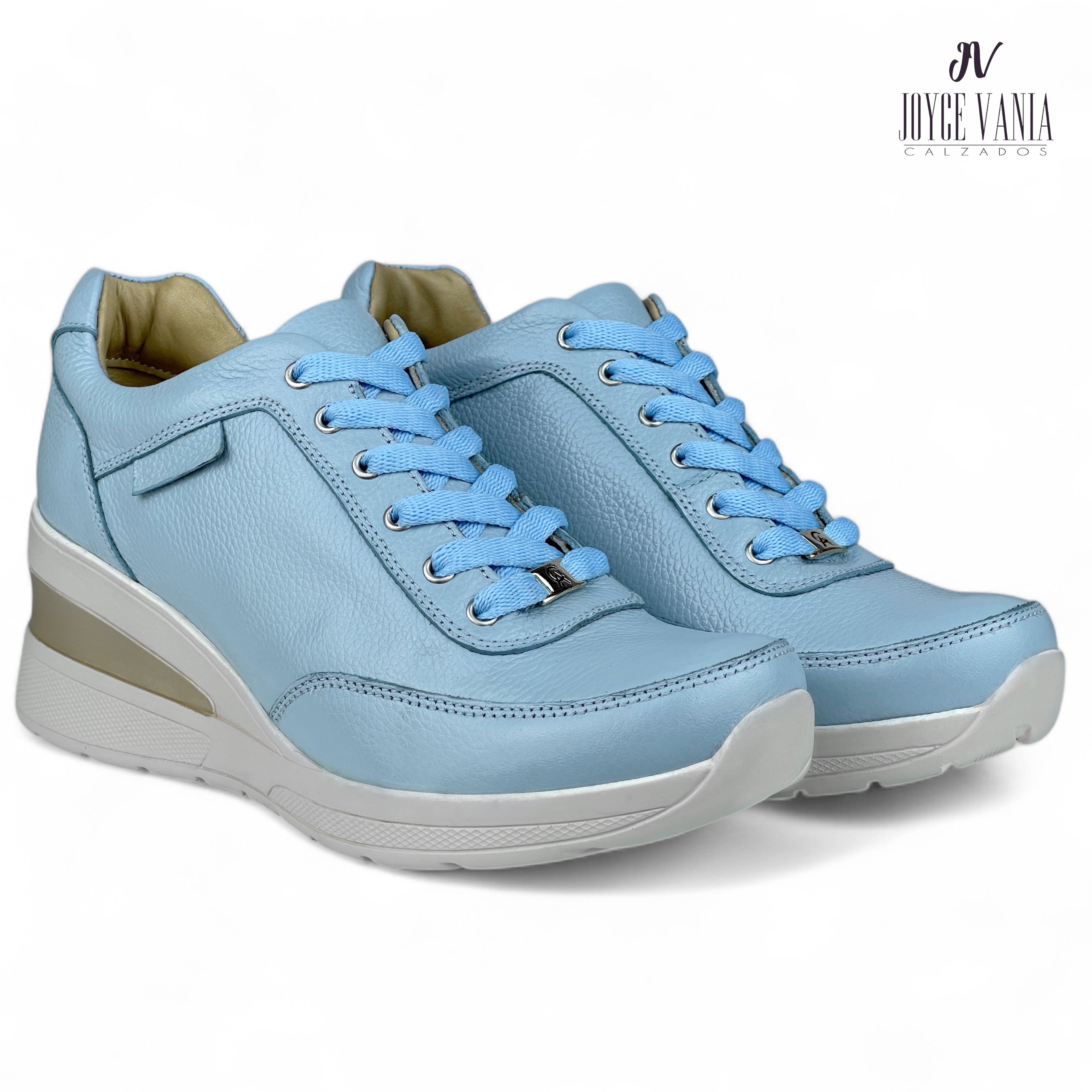 Zapatillas Urbanas de Cuero Mujer Adelia Celeste