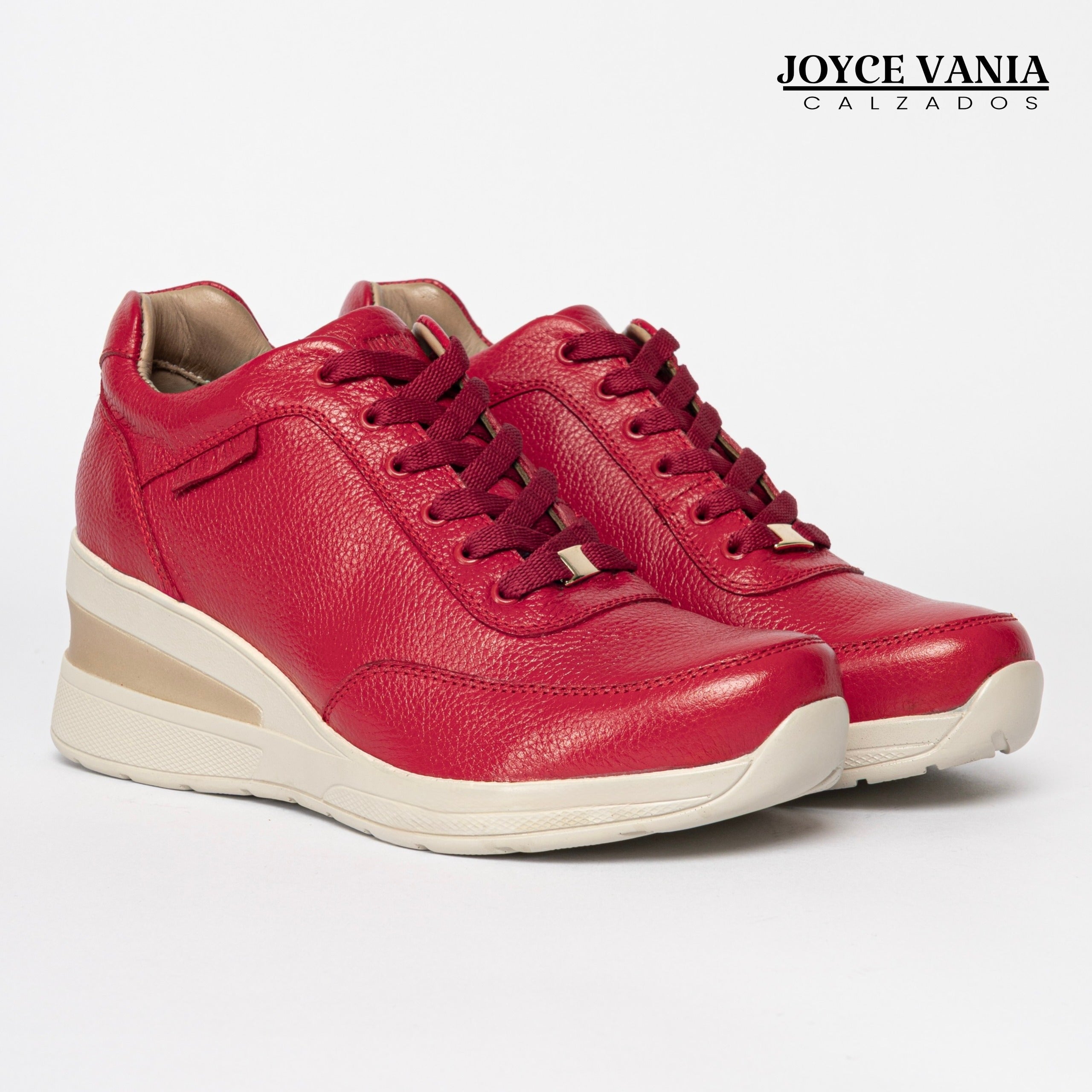 Zapatillas Urbanas Mujer de Cuero Adelia Rojo