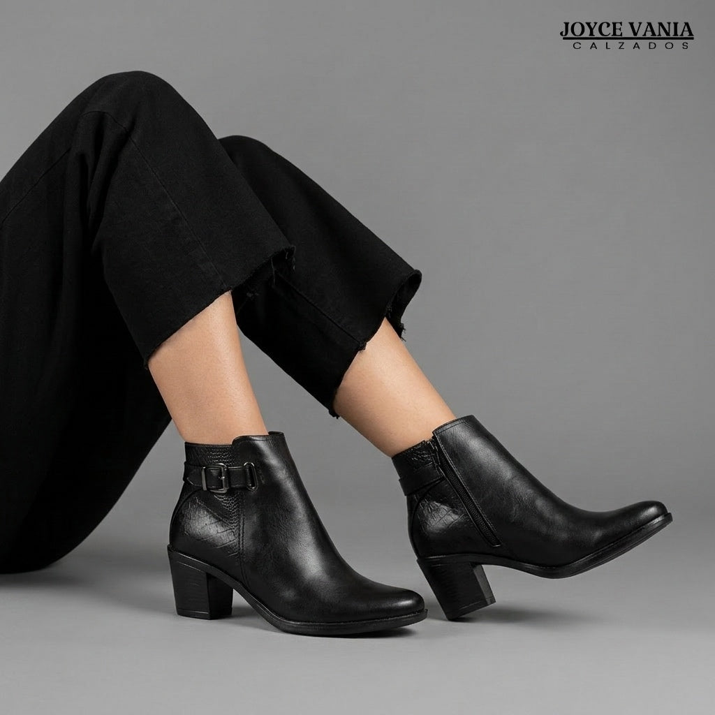 Botines Mujer de Cuero Alisson Negro