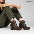 Botines Mujer de Cuero Amelia Marron
