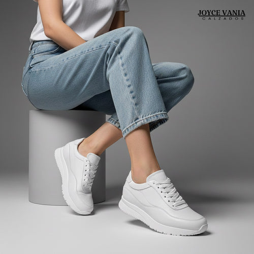 Zapatillas Urbanas Mujer de Cuero Angie Blanco