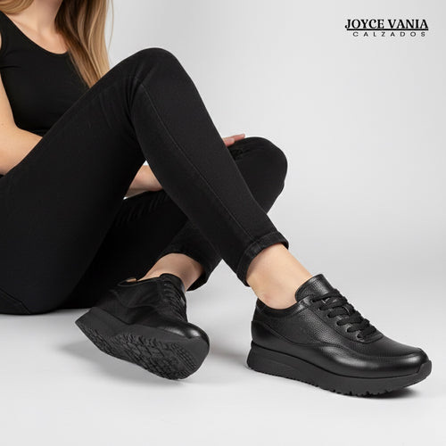 Zapatillas Urbanas Mujer de Cuero Angie Negro