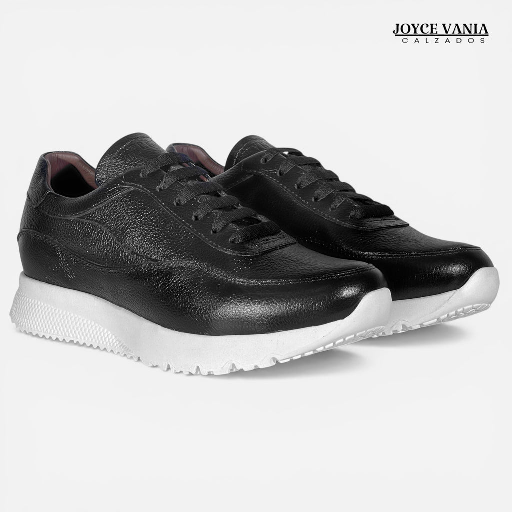 Zapatillas Urbanas de Cuero Angie Negro / Blanco