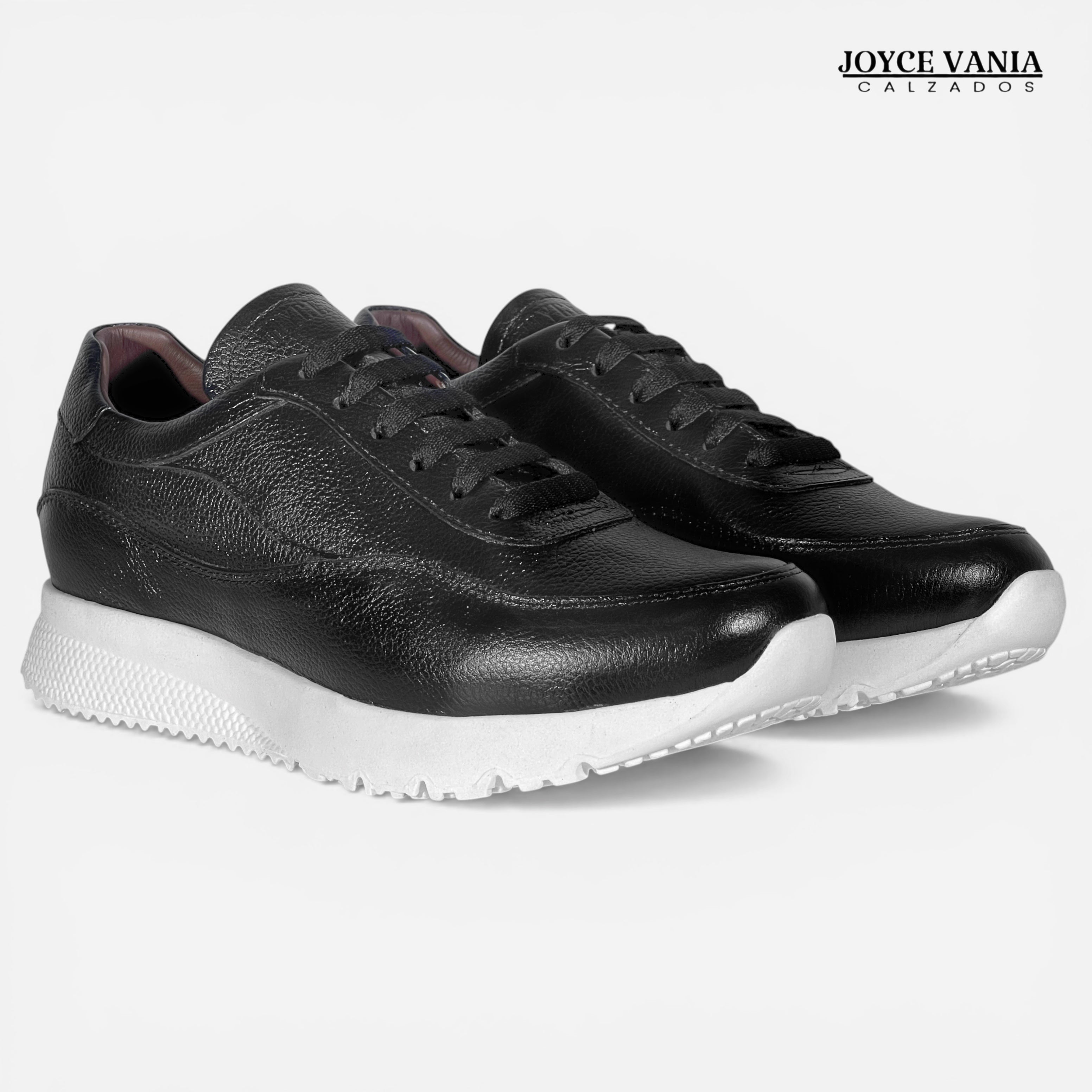 Zapatillas Urbanas de Cuero Angie Negro / Blanco