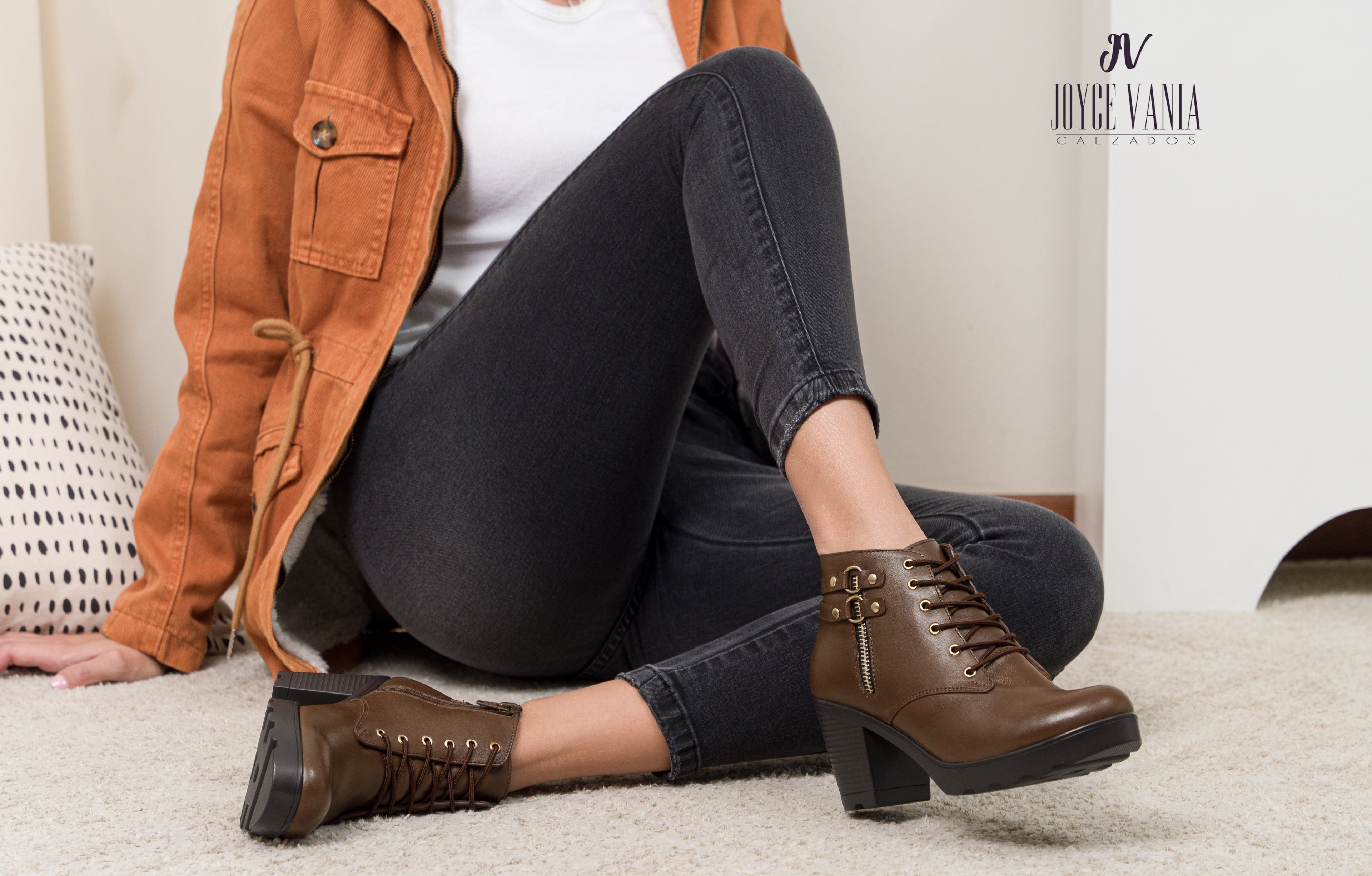 Botines de Cuero Mujer Aracely Marron