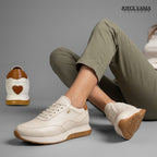 Zapatillas Urbanas Mujer de Cuero Aura Beige