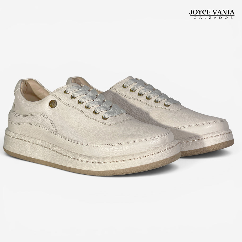 Zapatillas Urbanas de Cuero Mujer Jimena hueso