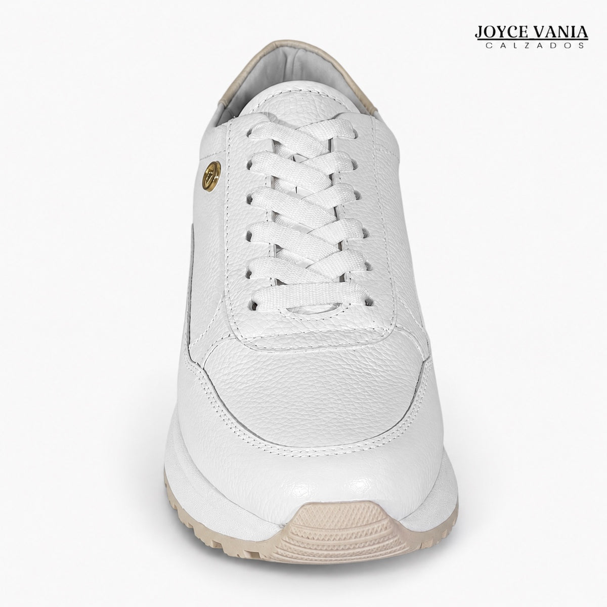 Zapatillas Urbanas de Cuero Mujer Laura blanco/nude
