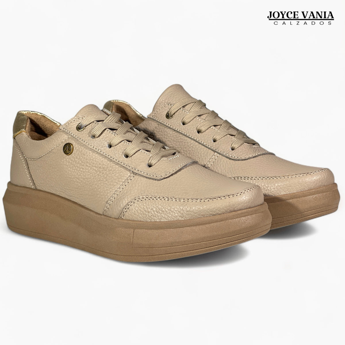 Zapatillas Urbanas Mujer de Cuero Regina Beige