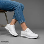 Zapatillas Urbanas de Cuero Mujer Aura blanco