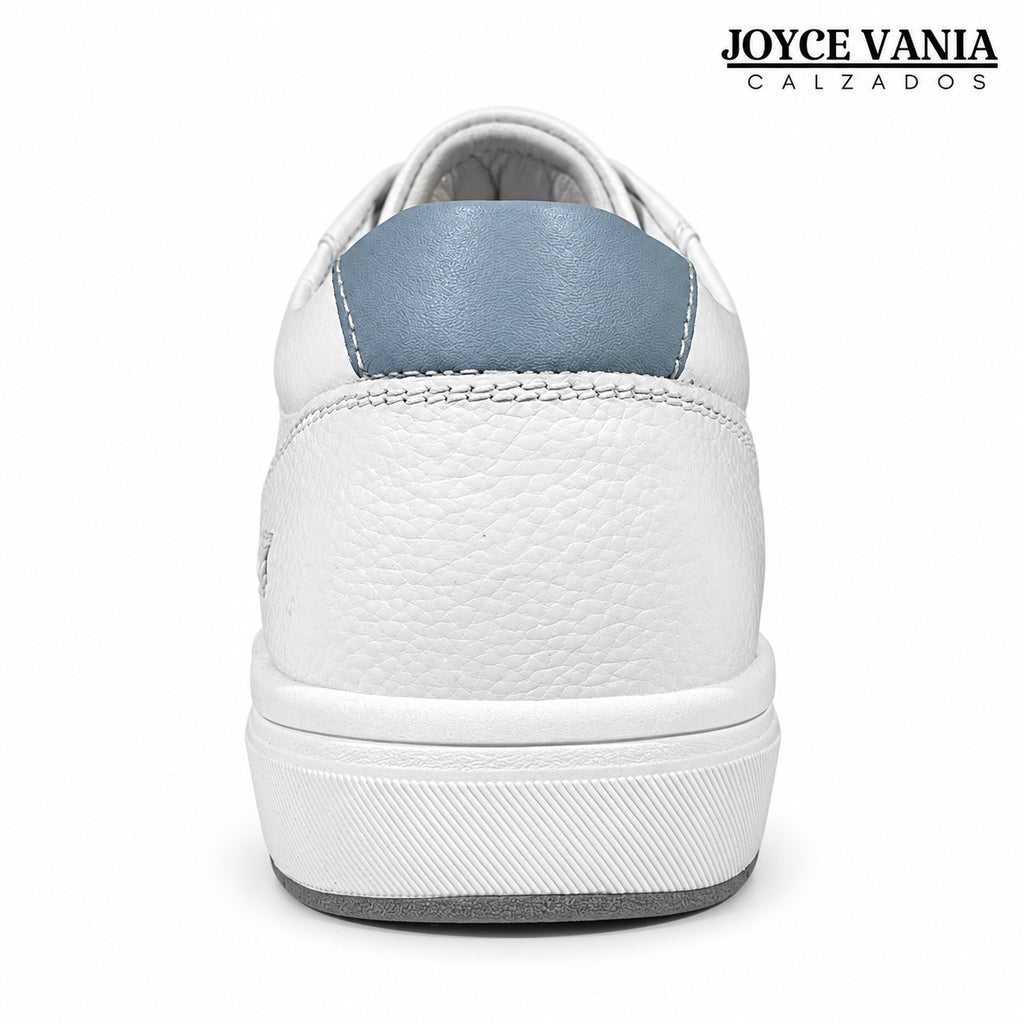 Zapatillas Urbanas Mujer de Cuero Noelia Blanco Celeste