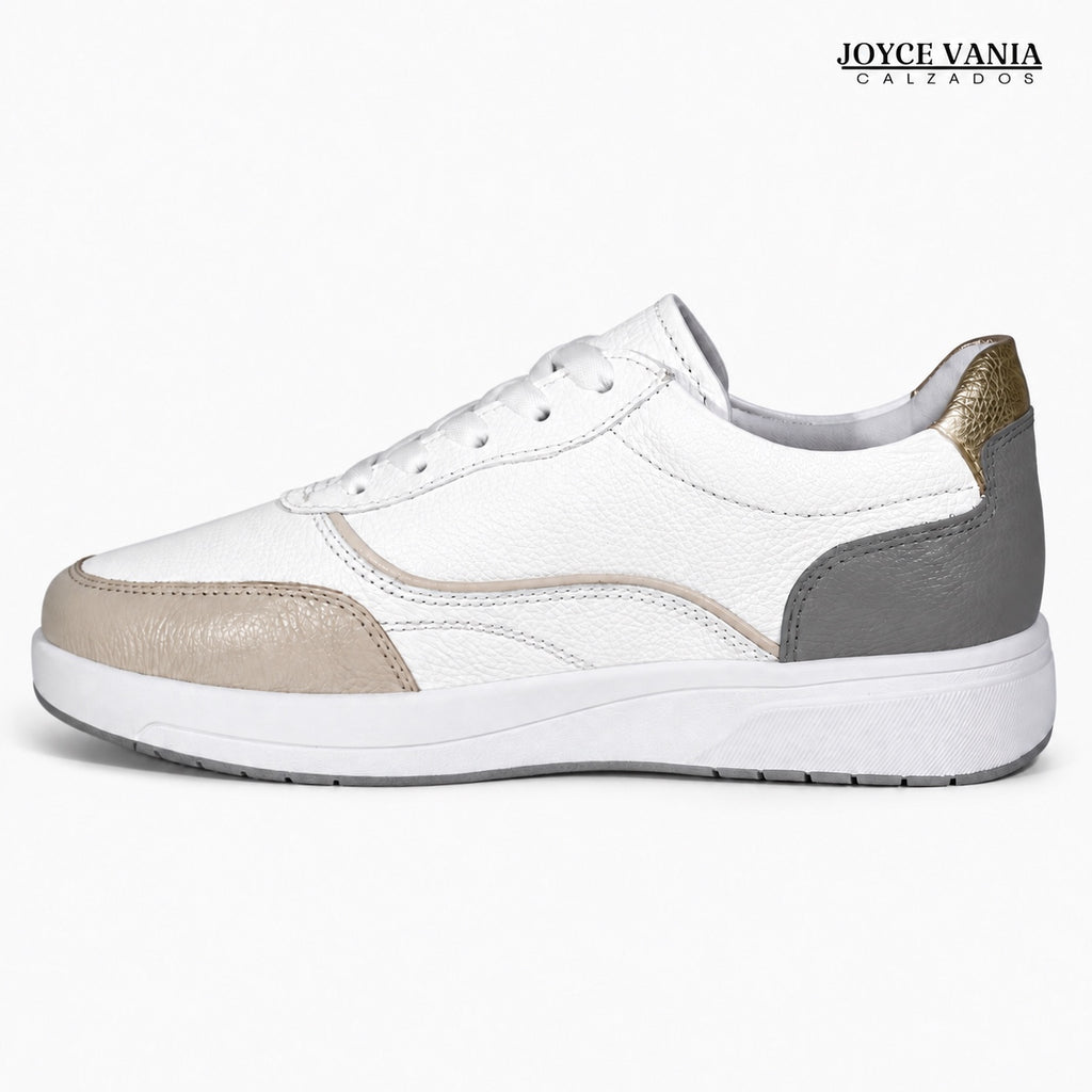 Zapatillas Urbanas de Cuero Mujer Esencia blanco