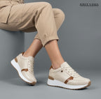 Zapatillas Urbanas de Cuero Mujer Aurora beige