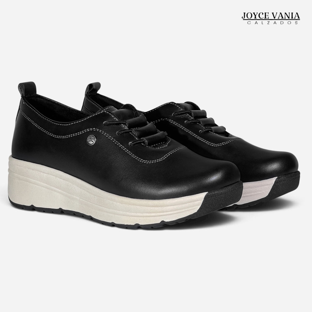 Zapatillas Urbanas de Cuero Mujer Kelly negro
