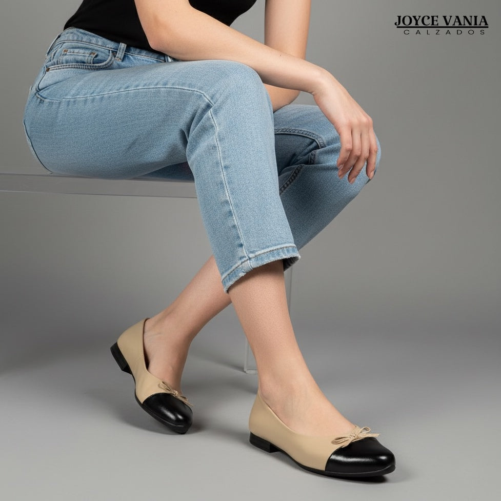 Balerinas de Cuero Mujer Beatriz Beige