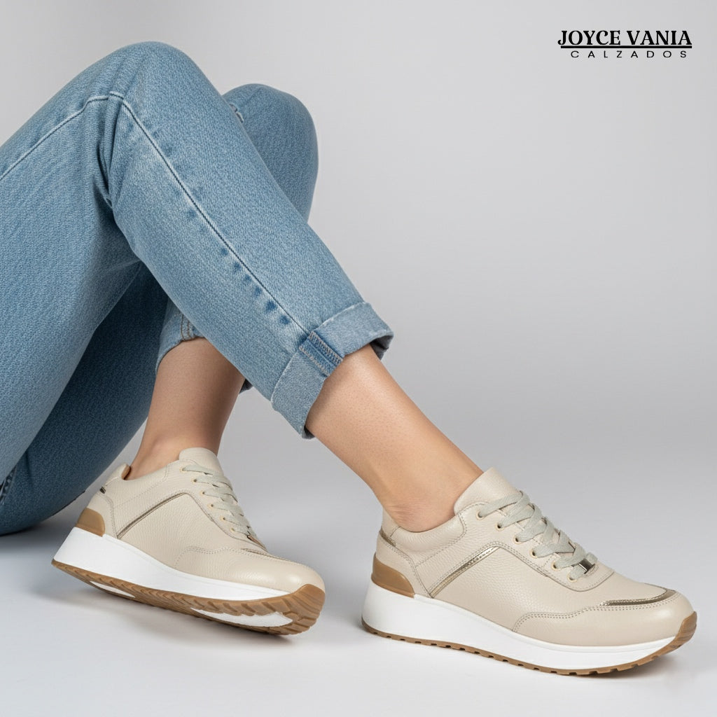 Zapatillas Urbanas Mujer de Cuero Betzabe Nude