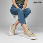 Zapatillas Urbanas Mujer de Cuero Bruna Beige