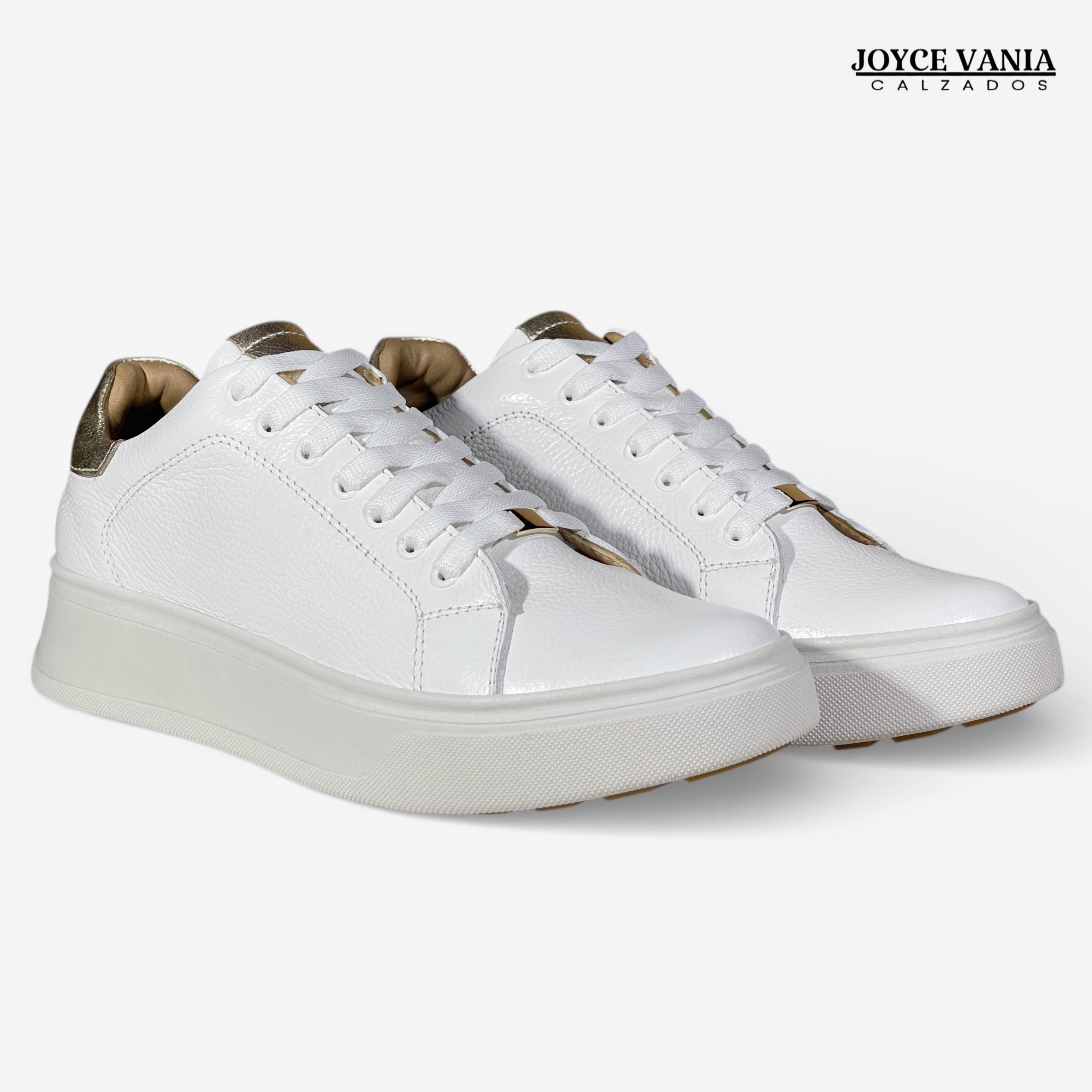 Zapatillas Urbanas Mujer de Cuero Bruna Blanco