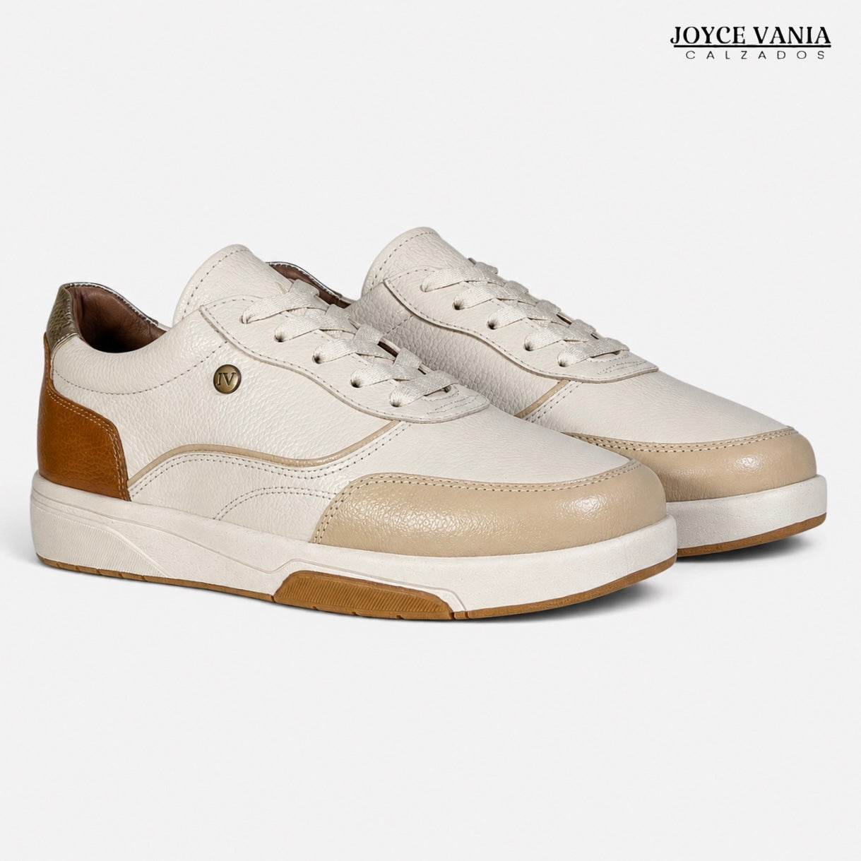 Zapatillas Urbanas de Cuero Mujer Esencia beige