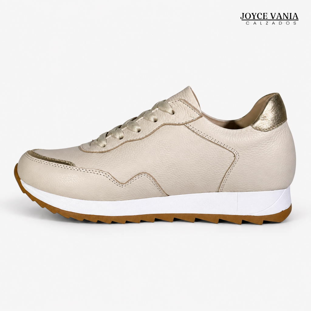 Zapatillas Urbanas de Cuero Mujer Serena beige