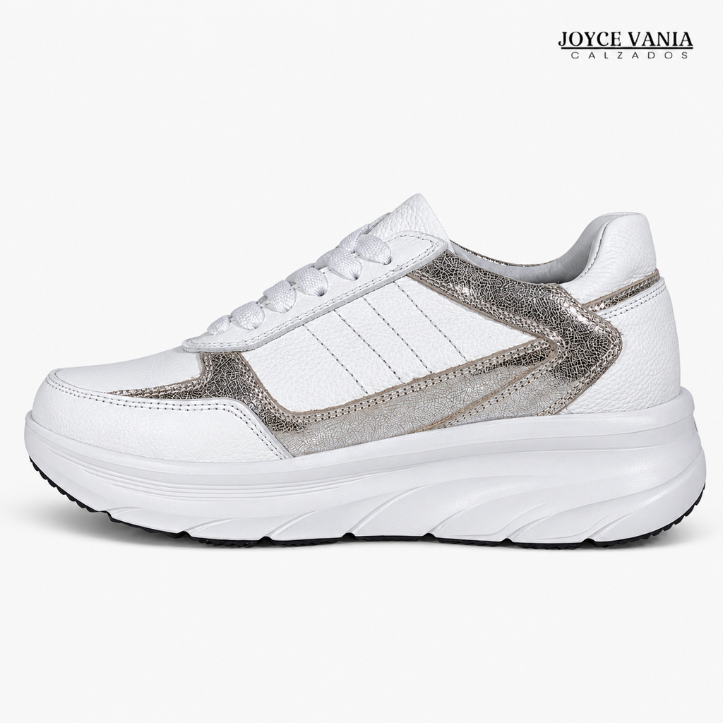 Zapatillas Urbanas de Cuero Mujer Graciela blanco